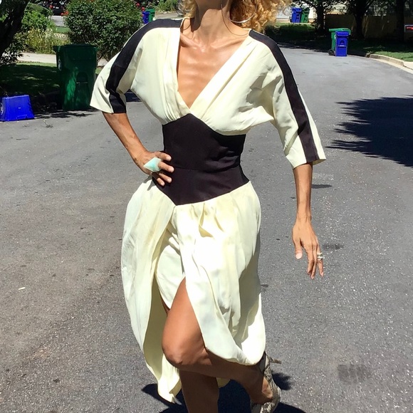 Vtg high waist harem jumpsuit dress disco romper S - Picture 4 of 9